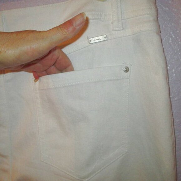 INC International Concepts Flare Jeans 16 High Rise Button Fly Stretch Crop - Picture 10 of 12